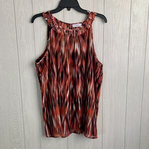 Calvin Klein Orange Print Sleeveless Top Blouse Size 0X